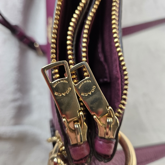 Coach Mia Crossbody Pebbled Leather Bag in Dark Berry Burgundy EUC Auth. F76645 - Picture 8 of 15